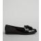 Women's Black Patent Fringe Front Loafers New Look