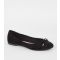Women's Black Suedette Bow Front Ballet Pumps School Vegan New Look