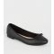 Women's Wide Fit Black Bow Front Ballet Pumps School Vegan New Look