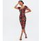 Women's Black Floral Sweetheart Midi Bodycon Dress Little Mistress New Look