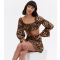 Women's Brown Leopard Print Shirred Mini Skirt Cameo Rose New Look