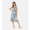 Women's Blue Floral Satin Ruffle Midi Wrap Dress Mela New Look
