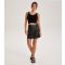 Women's Black Leather-Look Contrast Stitch Mini Skirt Urban Bliss New Look