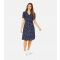 Women's Navy Spot Puff Sleeve Mini Shirt Dress Yumi New Look