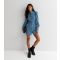 Women's Blue Cord Long Sleeve Button Front Mini Shirt Dress Gini London New Look