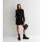 Women's Black Cord Long Sleeve Button Front Mini Shirt Dress Gini London New Look