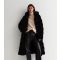 Women's Black Faux Fur Hooded Long Coat Gini London New Look
