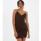 Women's Dark Brown Glitter Strappy Ruched Mini Bodycon Dress Quiz New Look