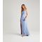 Women's Pale Blue Satin Asymmetric Strappy Maxi Dress Urban Bliss New Look