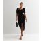 Women's Black Velvet Sweetheart Short Puff Sleeve Midi Dress Gini London New Look