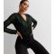 Women's Green Sequin Long Sleeve Wrap Bodysuit Gini London New Look