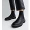 ONLY Black Leather-Look Chunky Cleated Chelsea Boots New Look
