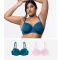 Women's Curve 2 Pack Teal and Pink Lace Trim Bras Dorina New Look