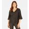 Women's Black Sequin Flared Sleeve Top Yumi New Look