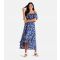 Women's Blue Floral Bardot Dip Hem Midi Dress Mela New Look