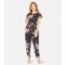 Women's Navy Butterfly Print Short Sleeve Jumpsuit Yumi New Look