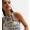 Women's Off White Newspaper Mesh Racer Vest Noisy May New Look