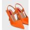 London Rebel Bright Orange Pointed Toe Mid Stiletto Heel Sandals New Look