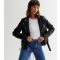 Women's Black Leather-Look Biker Jacket Pink Vanilla New Look