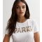 Women's White Diamanté Paris Logo T-Shirt Pink Vanilla New Look