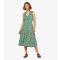 Women's Green Ditsy Floral Frill V Neck Tiered Midi Dress Apricot New Look