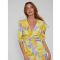 VILA Yellow Floral Ruched Midi Dress New Look