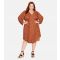 Women's Plus Size Rust Animal Print Puff Sleeve Midi Dress Curves Evans New Look