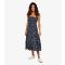 Women's Navy Floral Midi Dress Apricot New Look