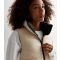 Women's Stone Reversible Crop Puffer Gilet Cameo Rose New Look