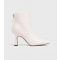 Women's Cream Leather-Look Stiletto Heel Boots London Rebel New Look
