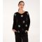 Women's Black Fine Knit Faux Pearl Star Jumper Blue Vanilla New Look