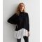 Women's Black Knit 2-in-1 Jumper Shirt Cameo Rose New Look