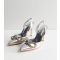 Women's Silver Bow Stiletto Heel Court Shoes Public Desire New Look