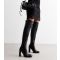 Women's Black Leather-Look Block Heel Boots Public Desire New Look