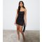 Women's Black Ruched Strappy Mini Dress Cameo Rose New Look