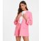 Women's Bright Pink Ruched Sleeve Blazer Quiz New Look
