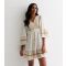 Women's White Embroidered Tassel Mini Dress Blue Vanilla New Look