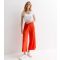 Women's Red Ribbed Jersey Crop Wide Leg Trousers New Look