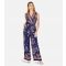Women's Navy Paisley Print Wrap Jumpsuit Yumi New Look