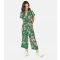 Women's Green Floral Crane Print Belted Jumpsuit Yumi New Look