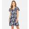 Women's Navy Floral Wrap Mini Dress Mela New Look