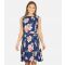 Women's Navy Floral Scoop Back Mini Dress Mela New Look