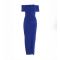 QUIZ Bright Blue Bardot Ruched Maxi Dress New Look