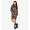 Women's Brown Zebra Print Slouch Neck Mini Dress Apricot New Look