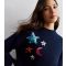 Women's Navy Sequin Star Knit Jumper Sunshine Soul New Look
