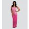 South Beach Pink Metallic Strapless Maxi Jumpsuit New Look