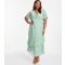 Women's Plus Size Light Green Chiffon Tiered Midaxi Dress Curves Quiz New Look