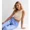 Women's Stone Fine-Ribbed Cropped Tank Vest Top JDY New Look