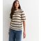 Women's Off White Striped Short-Sleeve Open-Knit Top JDY New Look
