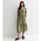 Women's Khaki Short Sleeve Tiered Midi Smock Dress JDY New Look